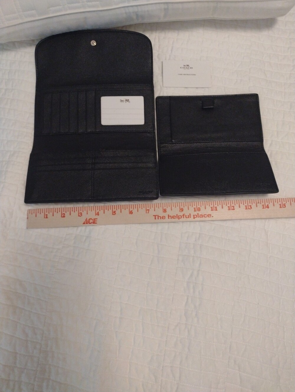 COACH Black Pebbled Leather Wallet Snap Closure Bi-fold w/ Flap w/ Wallet Insert - Picture 5 of 14